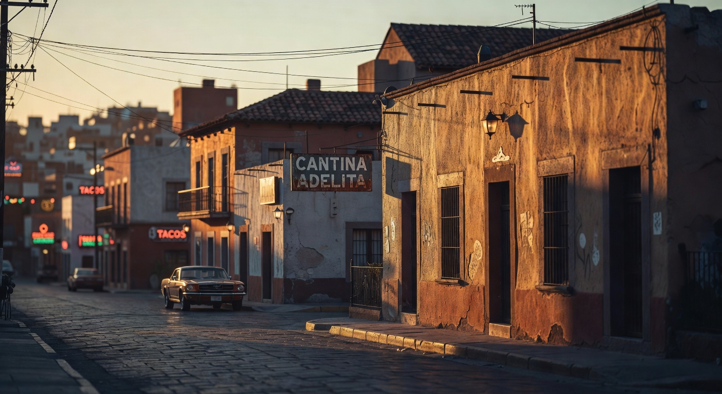warm cinematic urban / travel light, no people in foreground, no text overlay