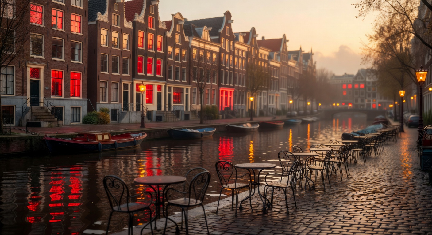 warm cinematic urban / travel light, no people in foreground, no text overlay