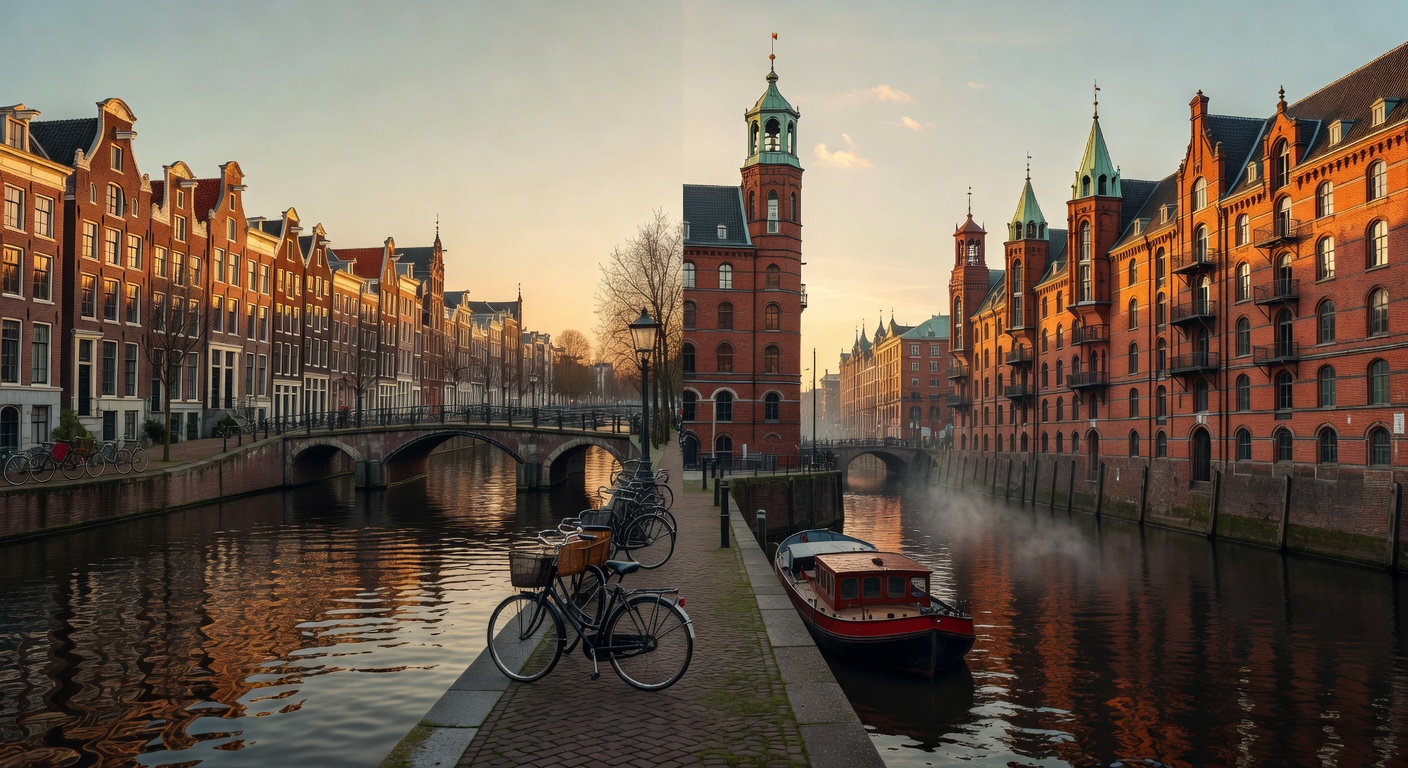 warm cinematic urban / travel light, no people in foreground, no text overlay