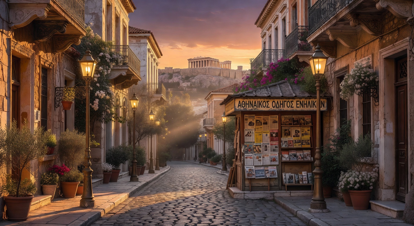 warm cinematic urban / travel light, no people in foreground, no text overlay