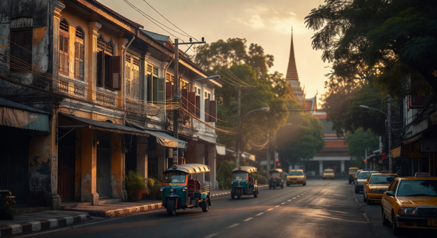 warm cinematic urban / travel light, no people in foreground, no text overlay