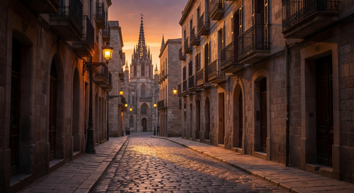 warm cinematic urban / travel light, no people in foreground, no text overlay