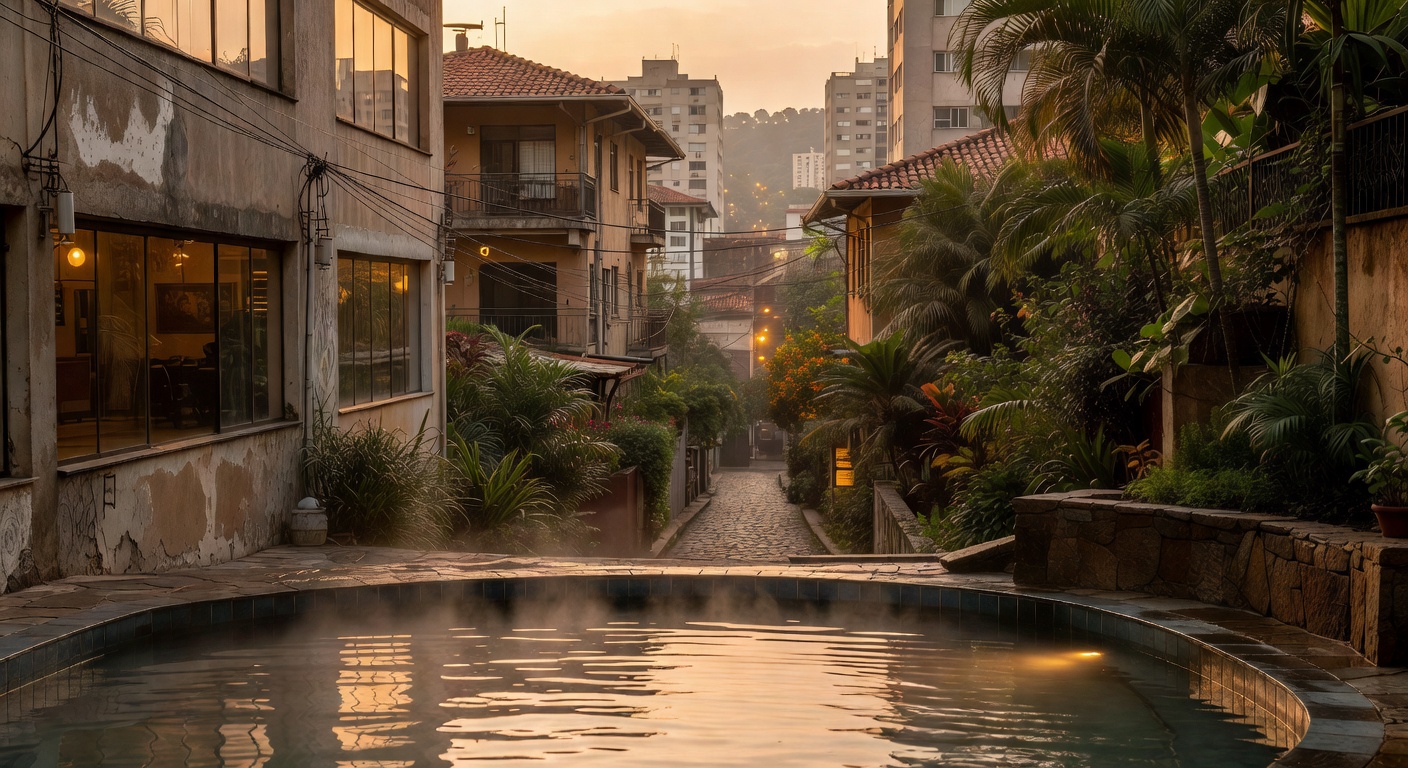 warm cinematic urban / travel light, no people in foreground, no text overlay