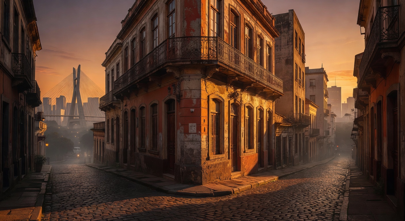 warm cinematic urban / travel light, no people in foreground, no text overlay