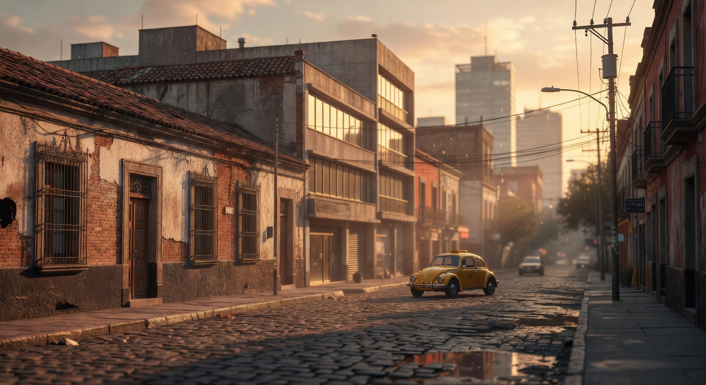 warm cinematic urban / travel light, no people in foreground, no text overlay