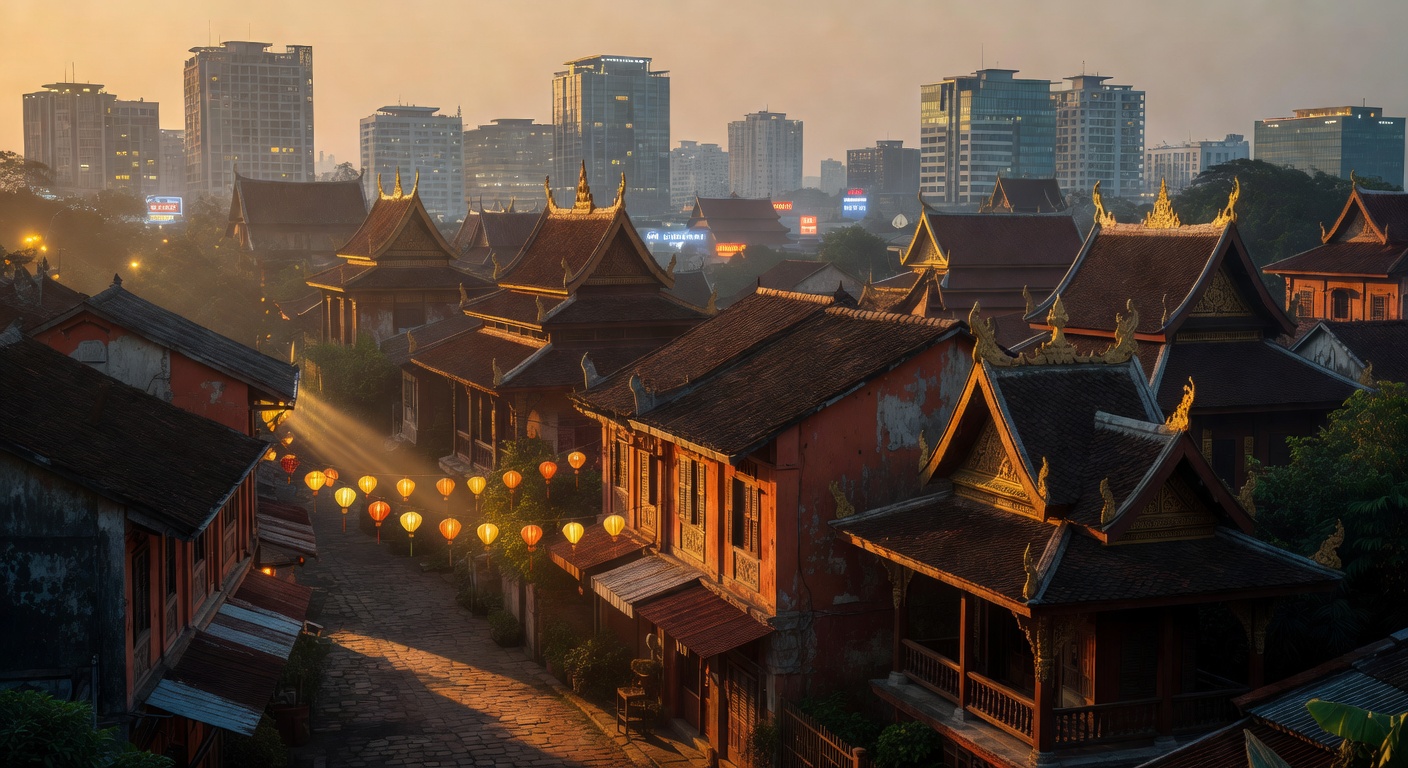 warm cinematic urban / travel light, no people in foreground, no text overlay