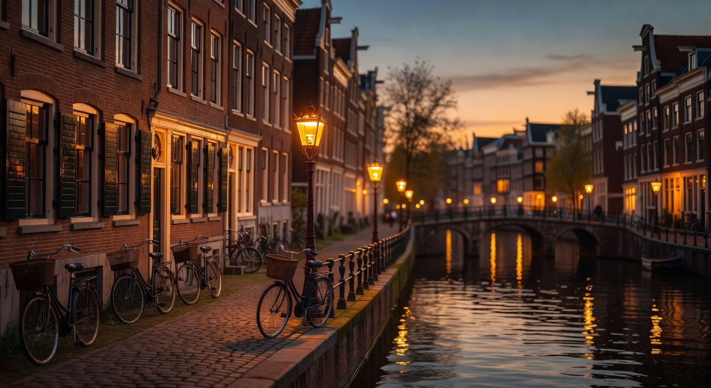 warm cinematic urban / travel light, no people in foreground, no text overlay