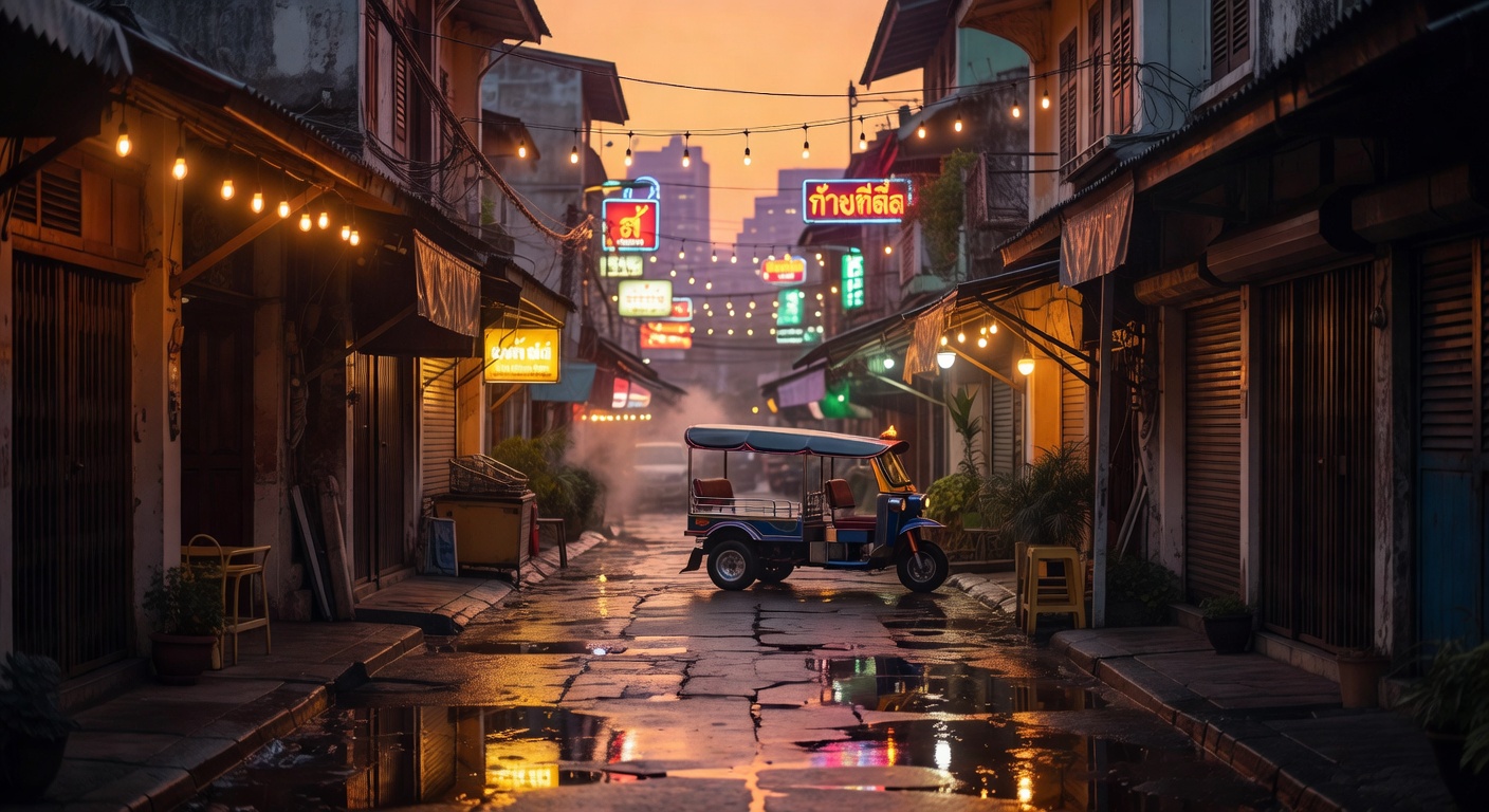 warm cinematic urban / travel light, no people in foreground, no text overlay