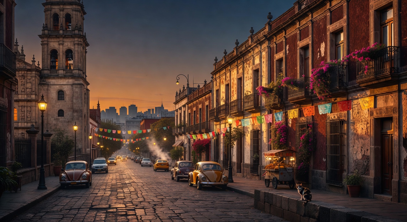 warm cinematic urban / travel light, no people in foreground, no text overlay