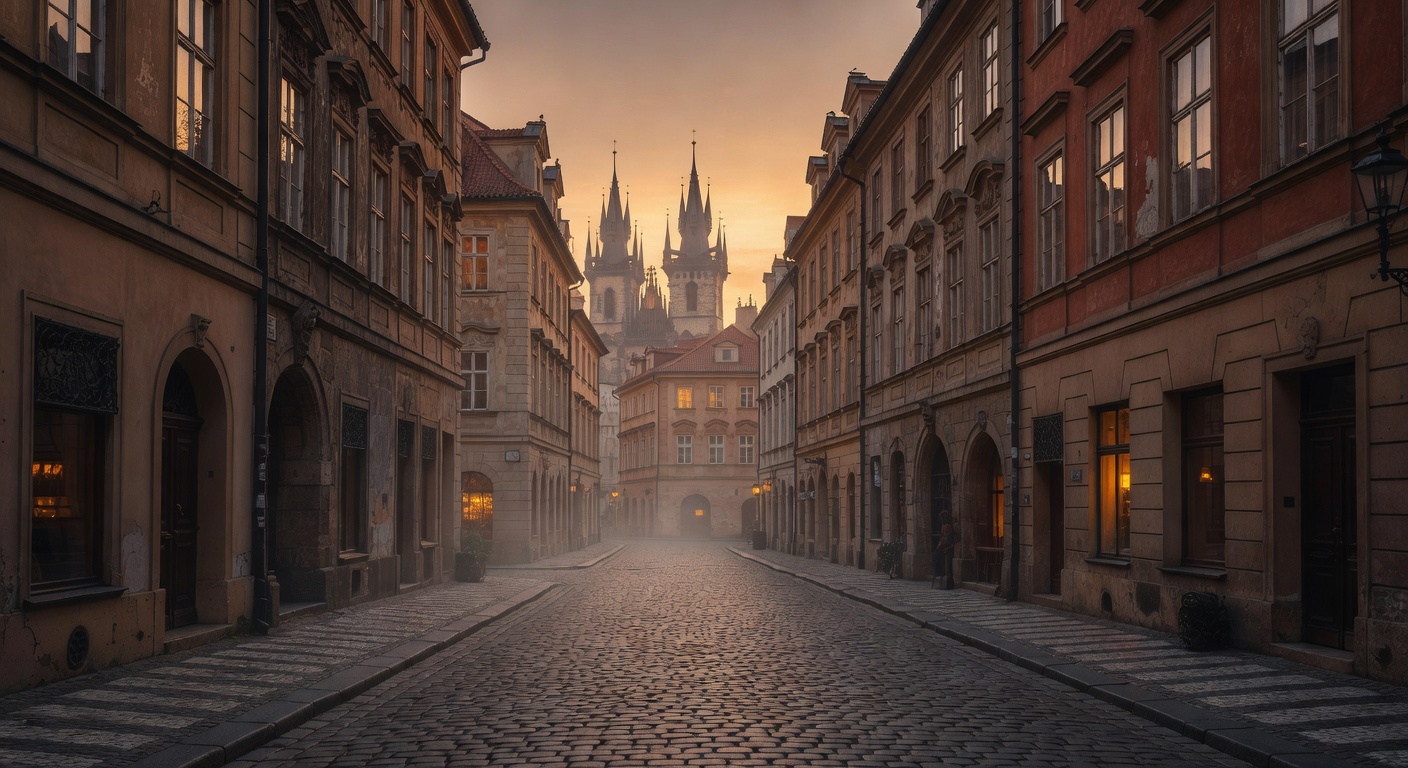 warm cinematic urban / travel light, no people in foreground, no text overlay