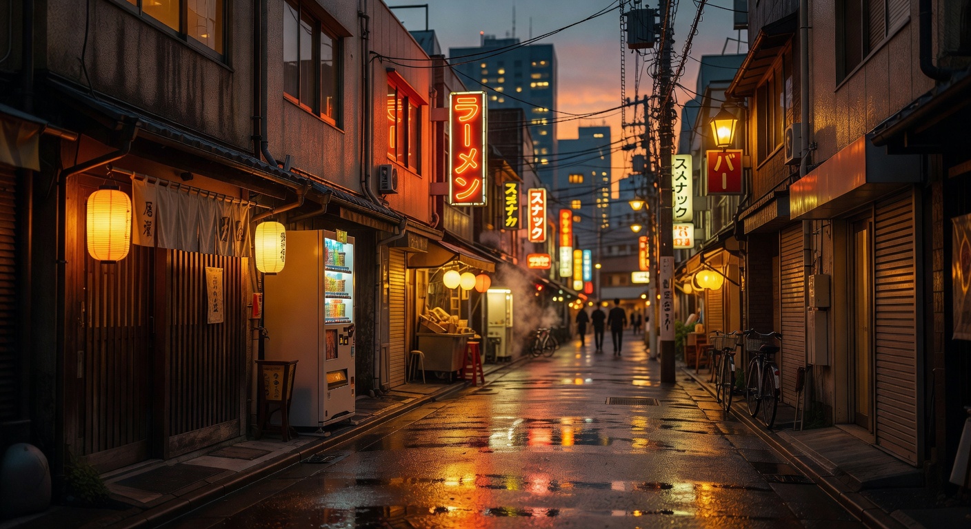 warm cinematic urban / travel light, no people in foreground, no text overlay