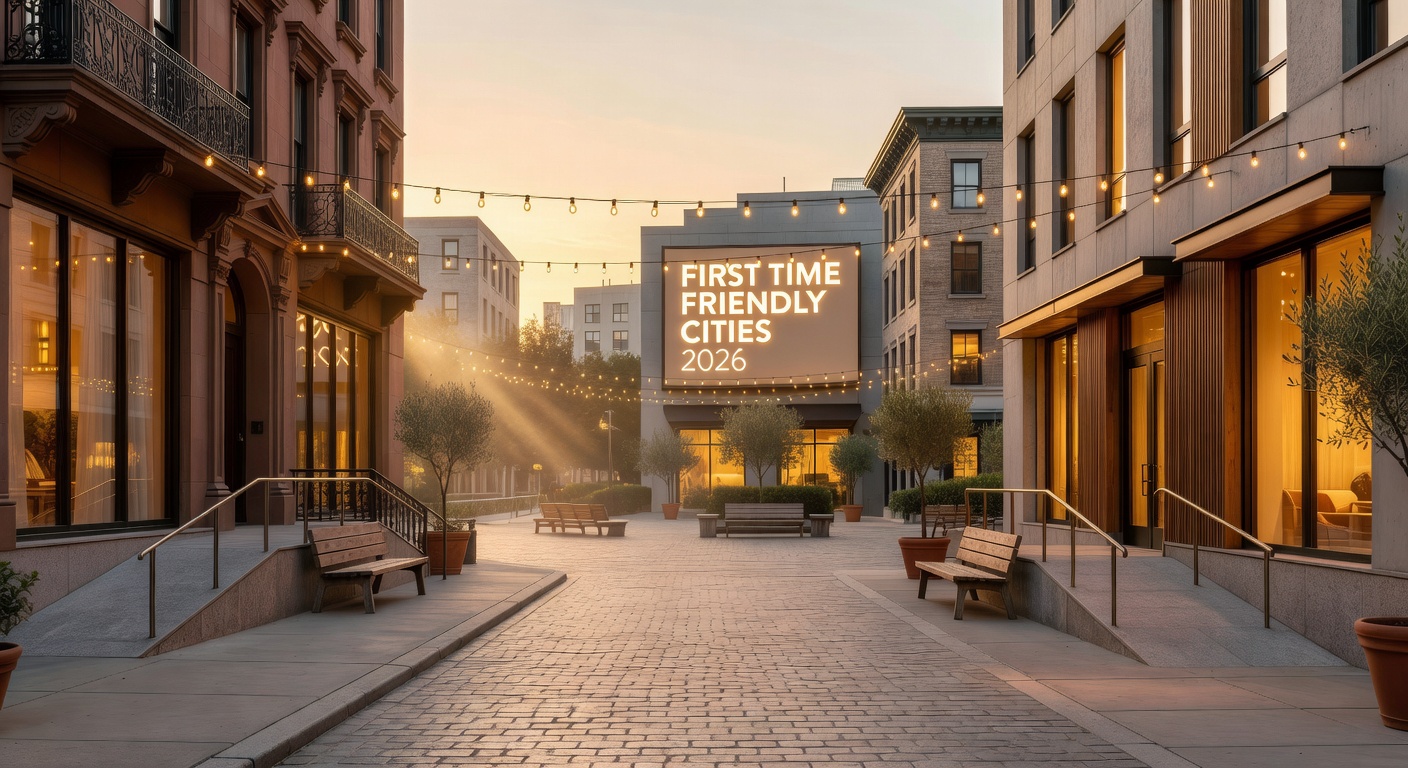warm cinematic urban / travel light, no people in foreground, no text overlay