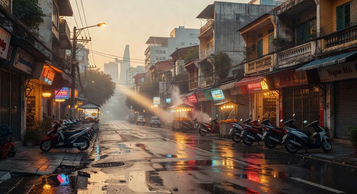 warm cinematic urban / travel light, no people in foreground, no text overlay