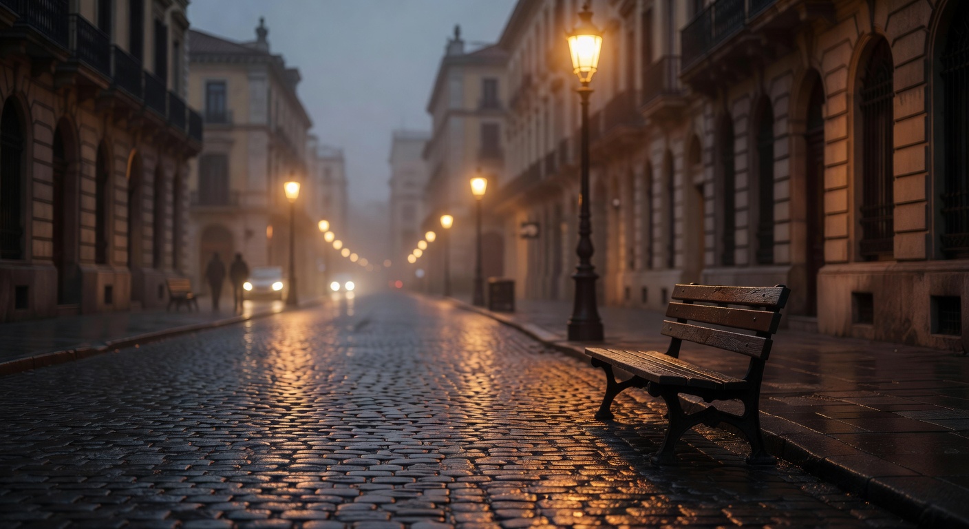 warm cinematic urban / travel light, no people in foreground, no text overlay