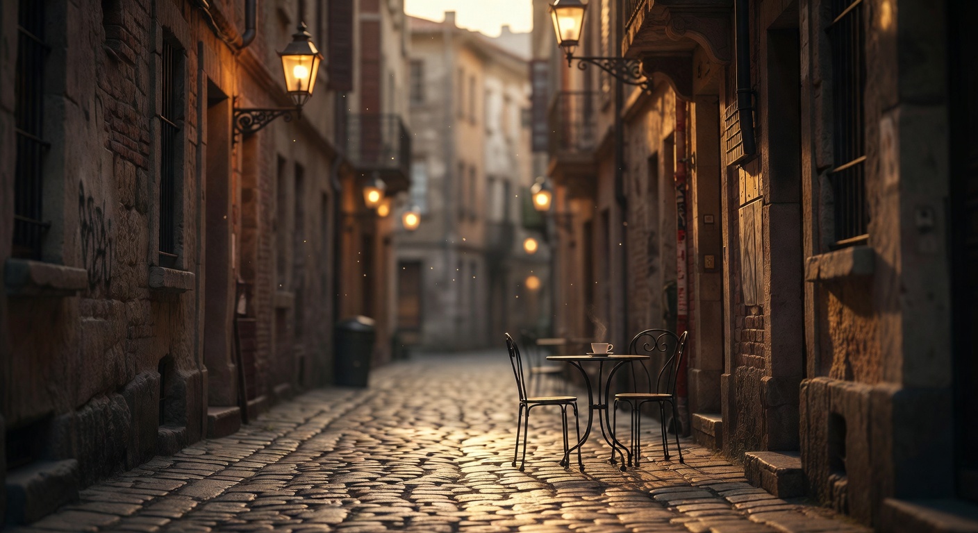 warm cinematic urban / travel light, no people in foreground, no text overlay