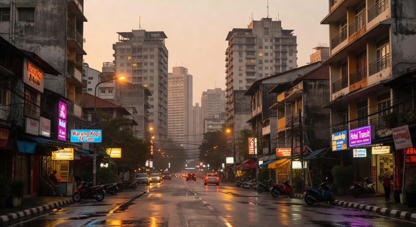 warm cinematic urban / travel light, no people in foreground, no text overlay