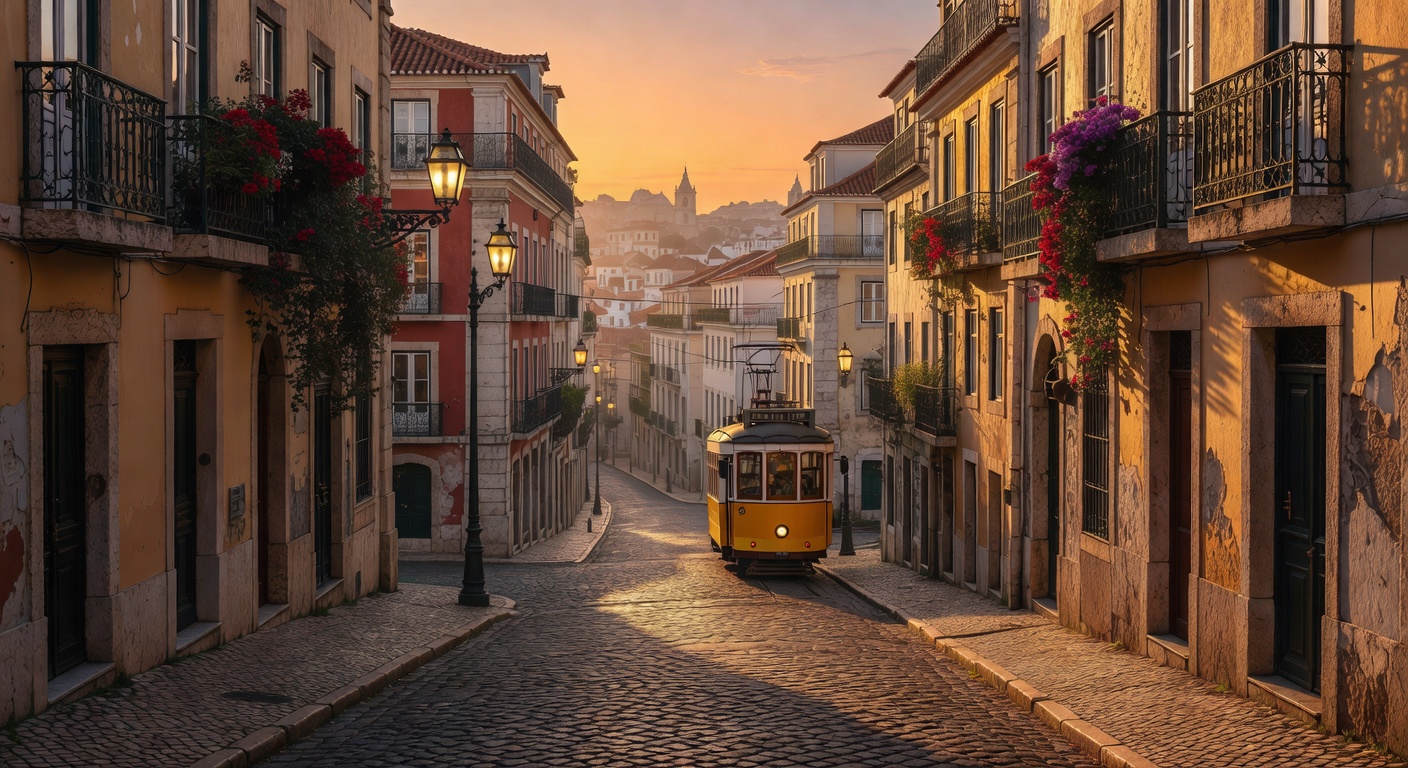 warm cinematic urban / travel light, no people in foreground, no text overlay