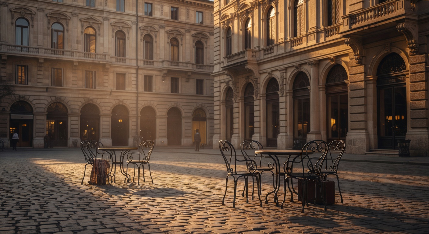 warm cinematic urban / travel light, no people in foreground, no text overlay