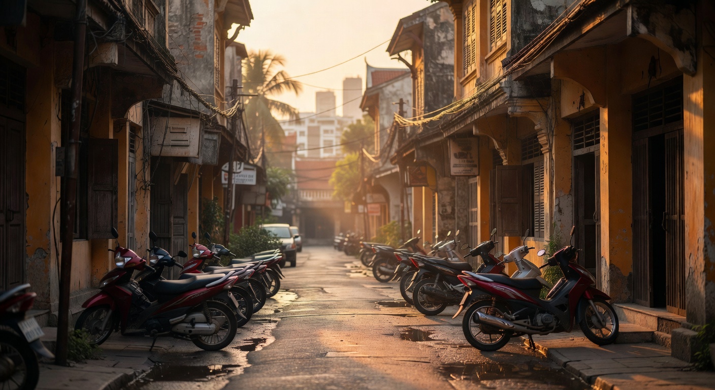 warm cinematic urban / travel light, no people in foreground, no text overlay
