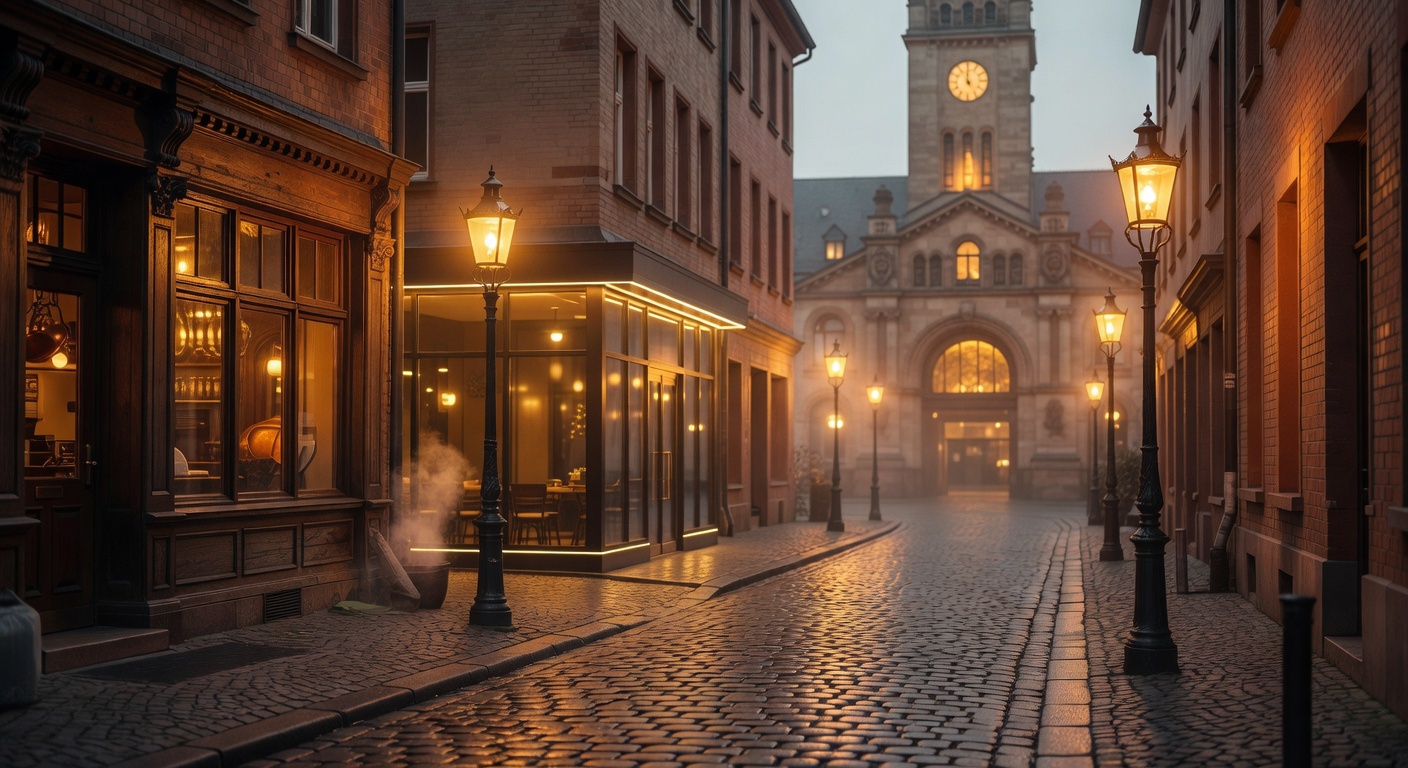 warm cinematic urban / travel light, no people in foreground, no text overlay
