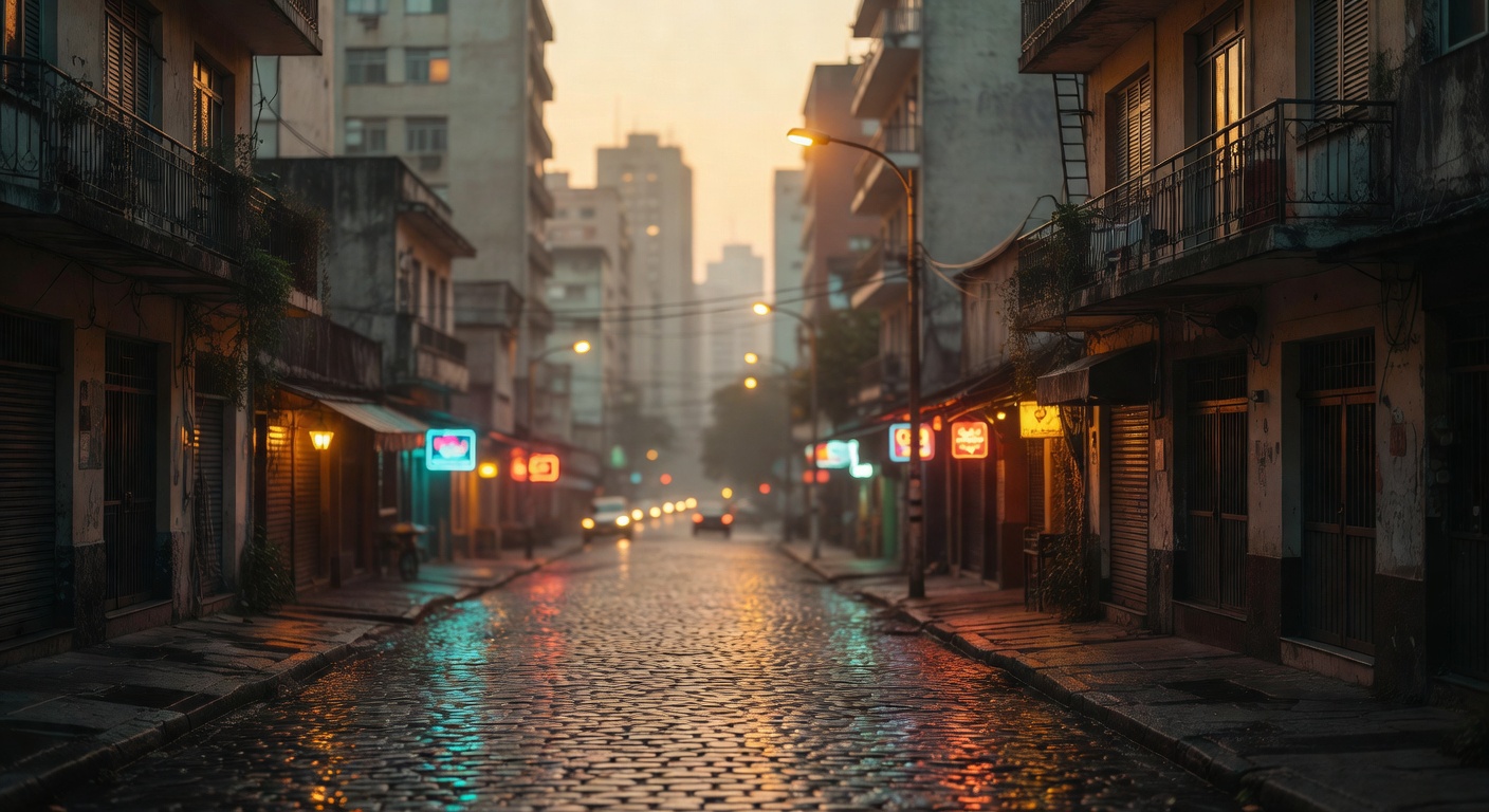warm cinematic urban / travel light, no people in foreground, no text overlay