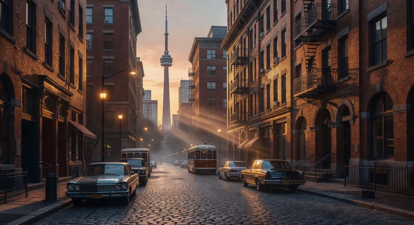 warm cinematic urban / travel light, no people in foreground, no text overlay