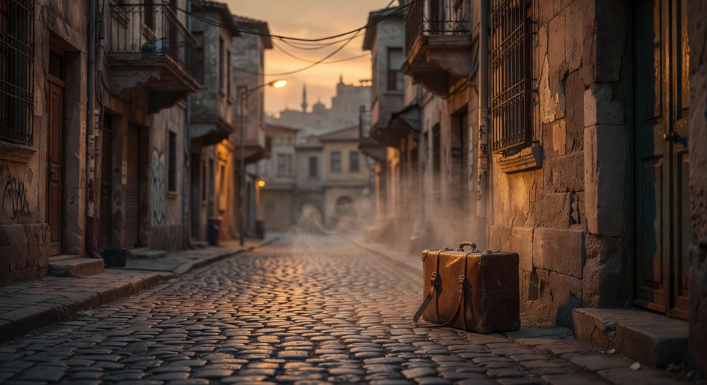 warm cinematic urban / travel light, no people in foreground, no text overlay