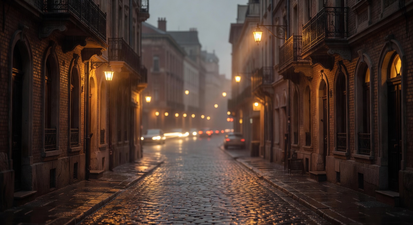 warm cinematic urban / travel light, no people in foreground, no text overlay