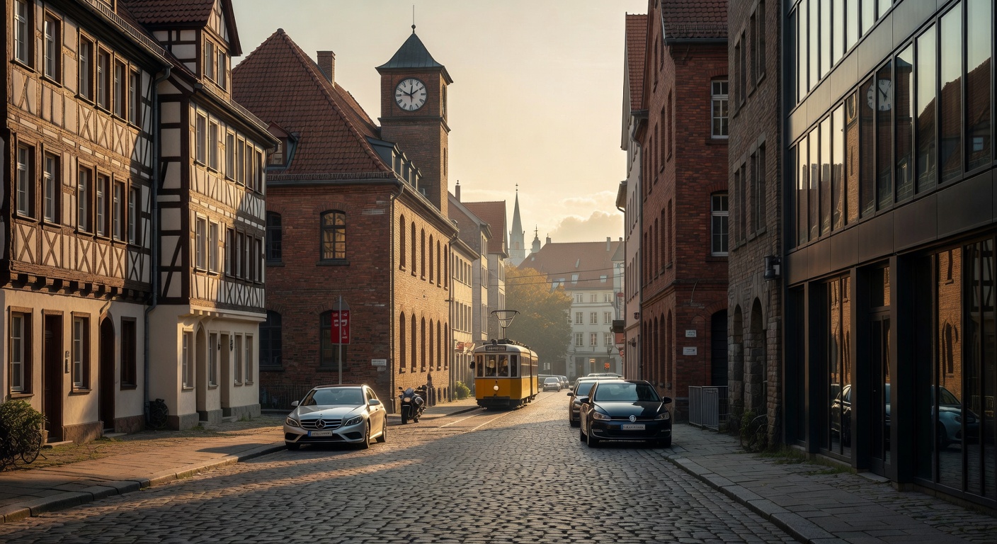 warm cinematic urban / travel light, no people in foreground, no text overlay