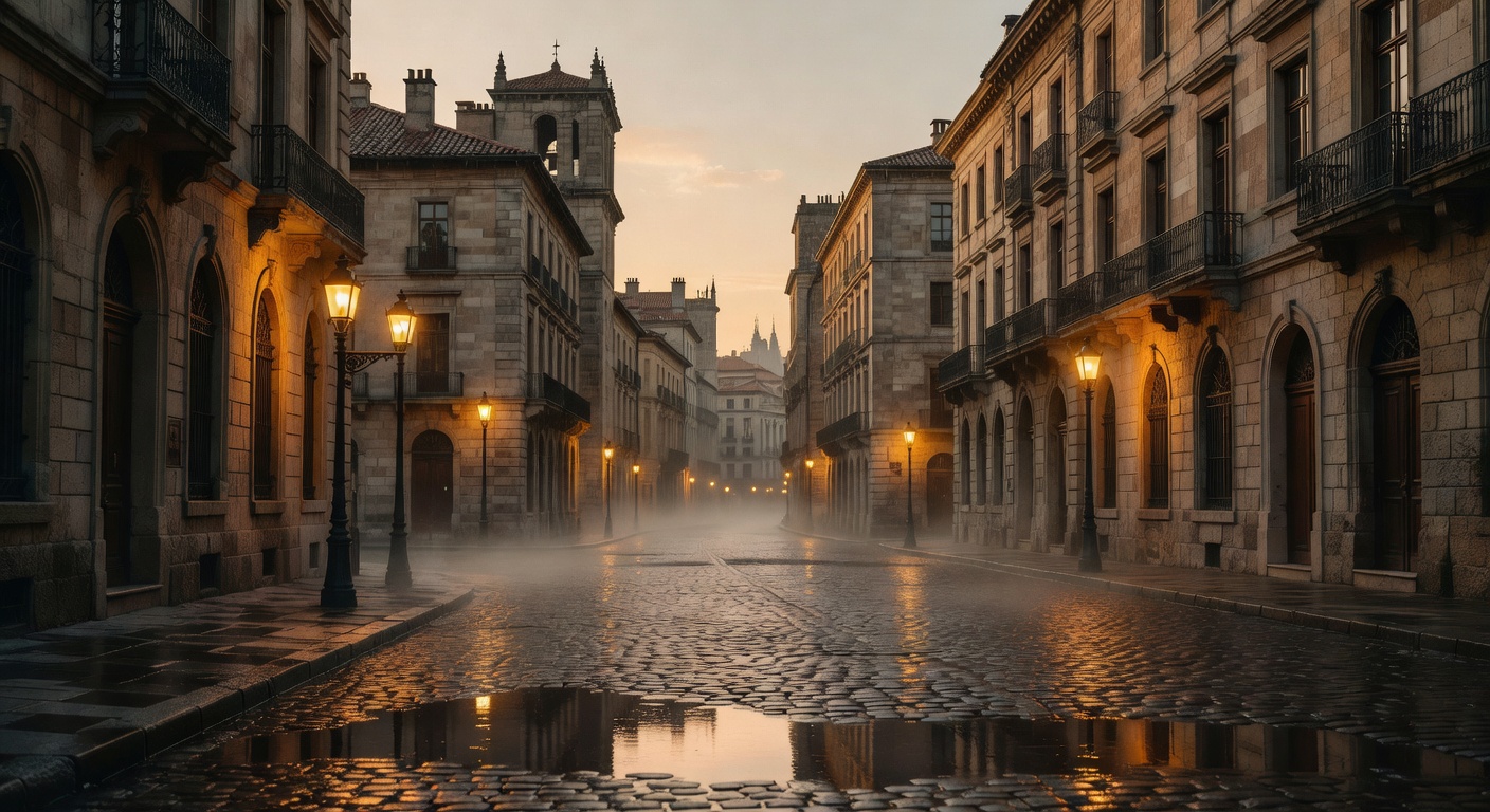 warm cinematic urban / travel light, no people in foreground, no text overlay