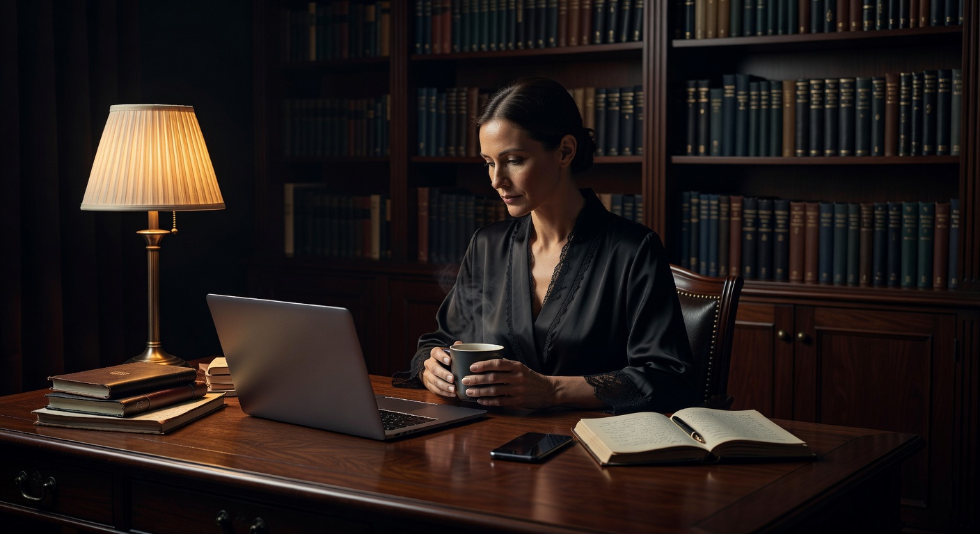 warm desk light, sophisticated dark aesthetic, no text overlay