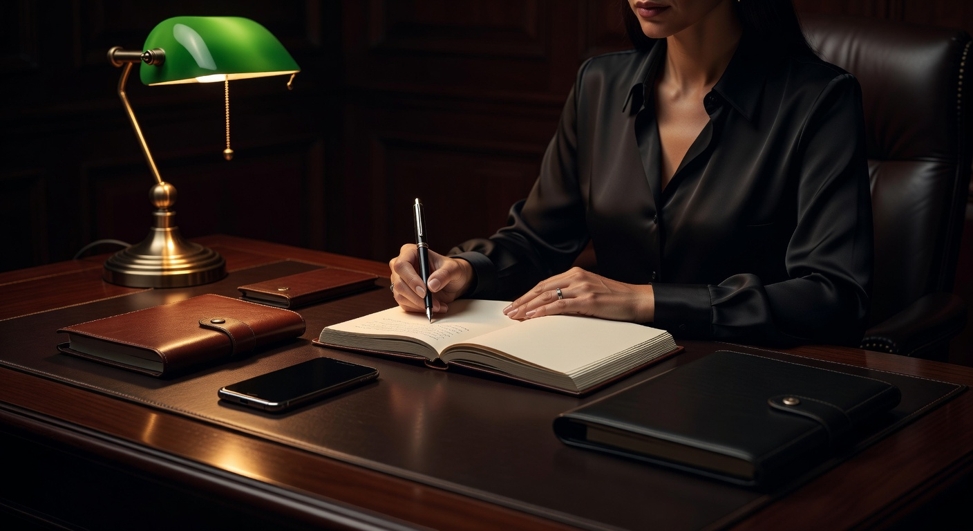 warm desk light, sophisticated dark aesthetic, no text overlay