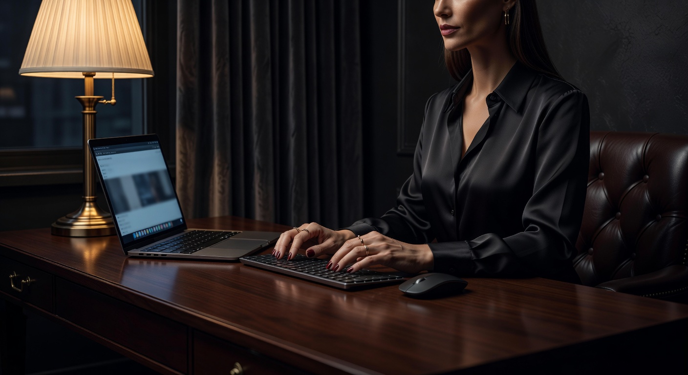 warm desk light, sophisticated dark aesthetic, no text overlay