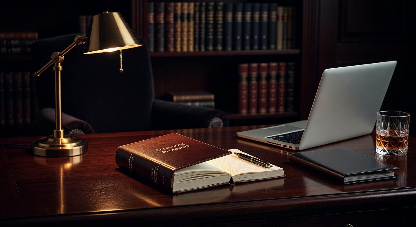 warm desk light, sophisticated dark aesthetic, no text overlay