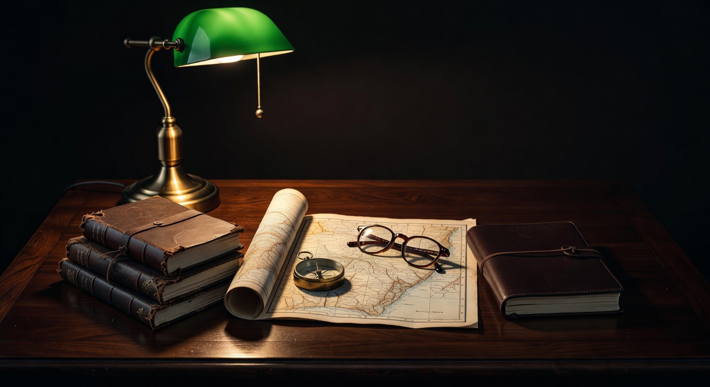 warm focused desk lamp lighting, sophisticated, no text overlay