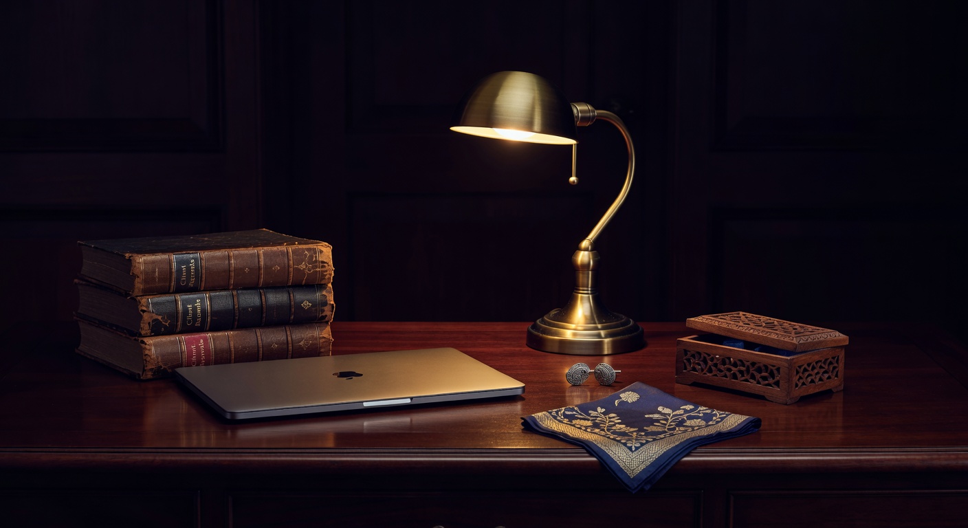warm focused desk lamp lighting, sophisticated, no text overlay