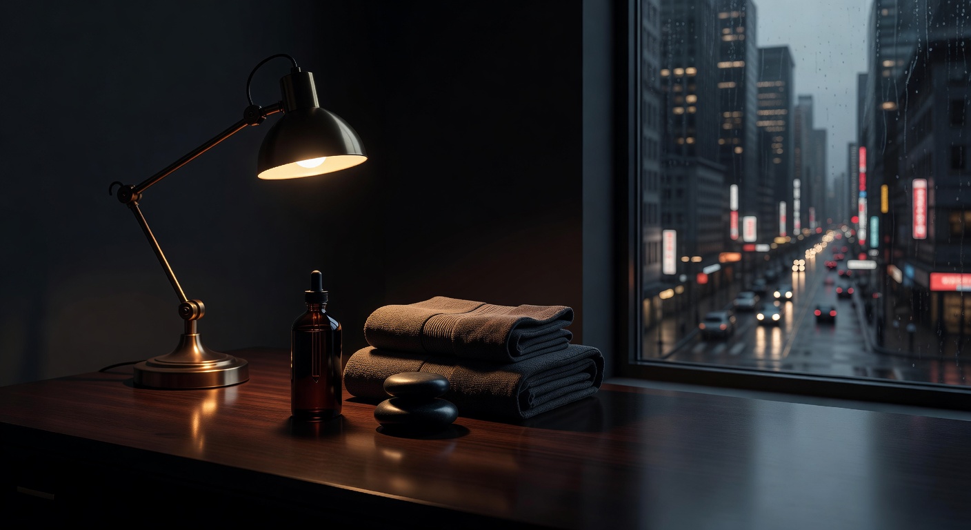 warm focused desk lamp lighting, sophisticated, no text overlay