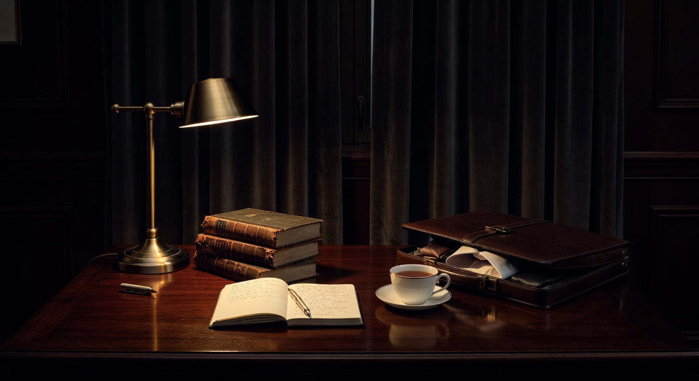 warm focused desk lamp lighting, sophisticated, no text overlay
