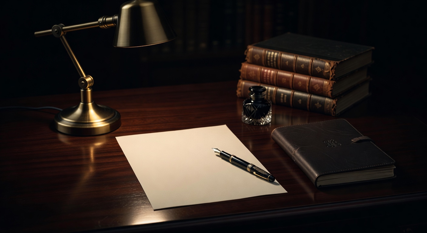 warm focused desk lamp lighting, sophisticated, no text overlay