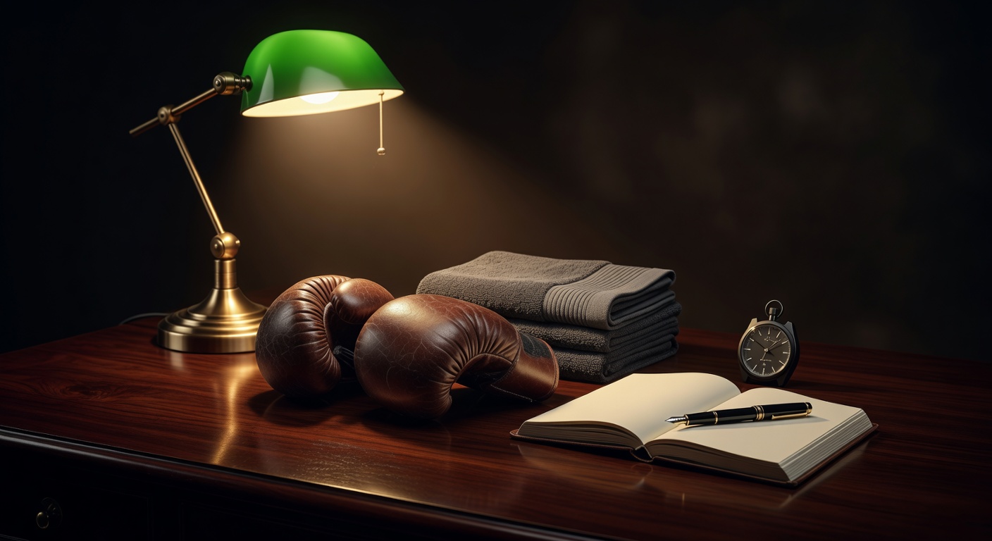 warm focused desk lamp lighting, sophisticated, no text overlay