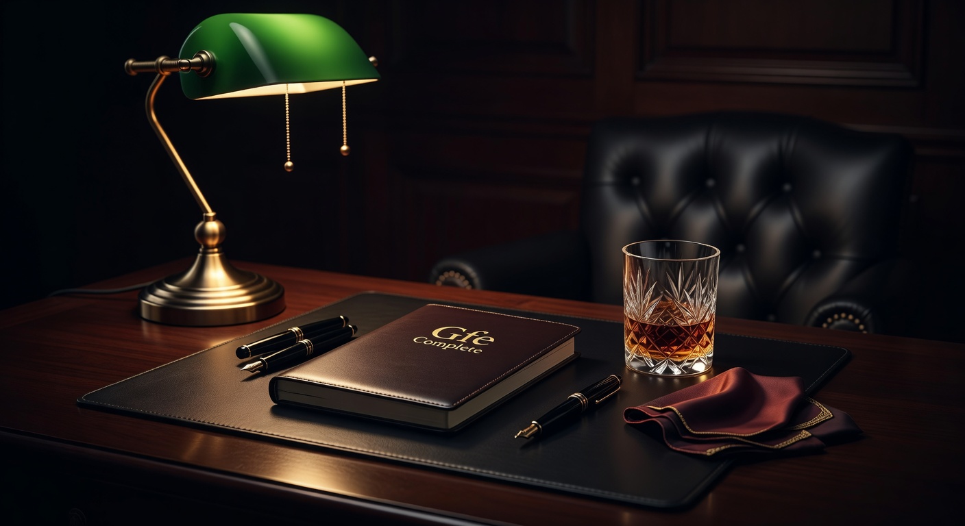 warm focused desk lamp lighting, sophisticated, no text overlay