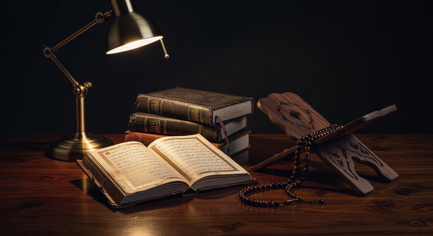 warm focused desk lamp lighting, sophisticated, no text overlay
