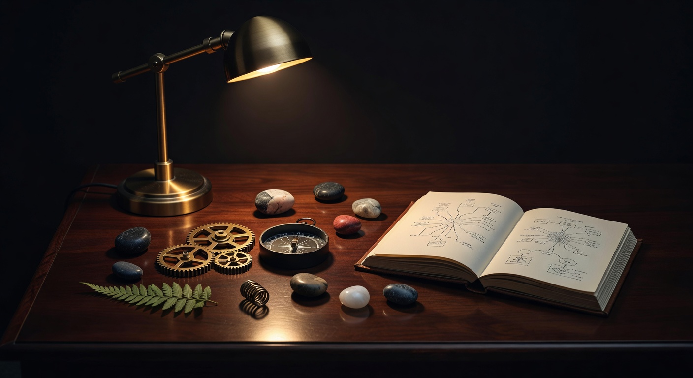 warm focused desk lamp lighting, sophisticated, no text overlay