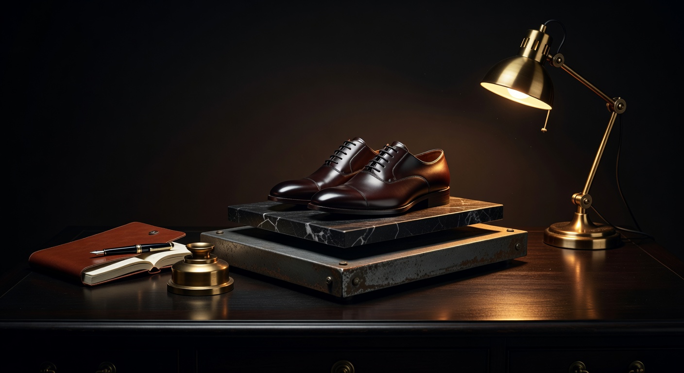 warm focused desk lamp lighting, sophisticated, no text overlay