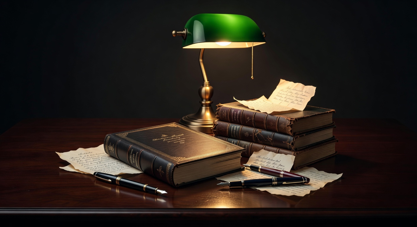 warm focused desk lamp lighting, sophisticated, no text overlay