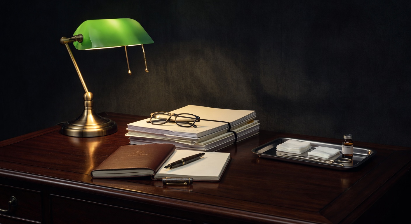 warm focused desk lamp lighting, sophisticated, no text overlay