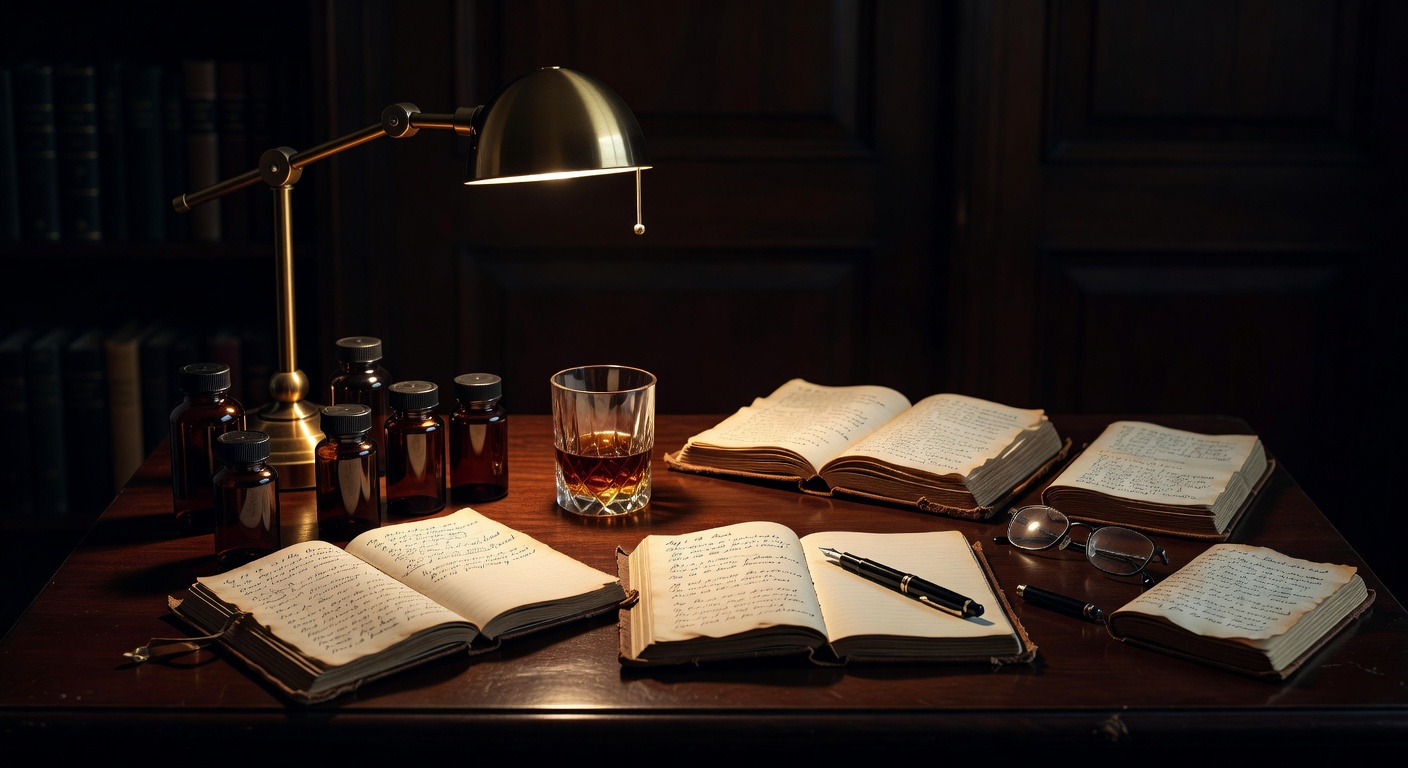 warm focused desk lamp lighting, sophisticated, no text overlay