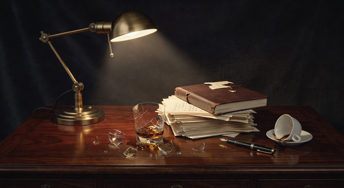 warm focused desk lamp lighting, sophisticated, no text overlay