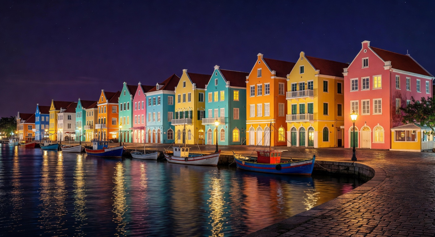 Dutch-Caribbean atmosphere, warm lights, no text