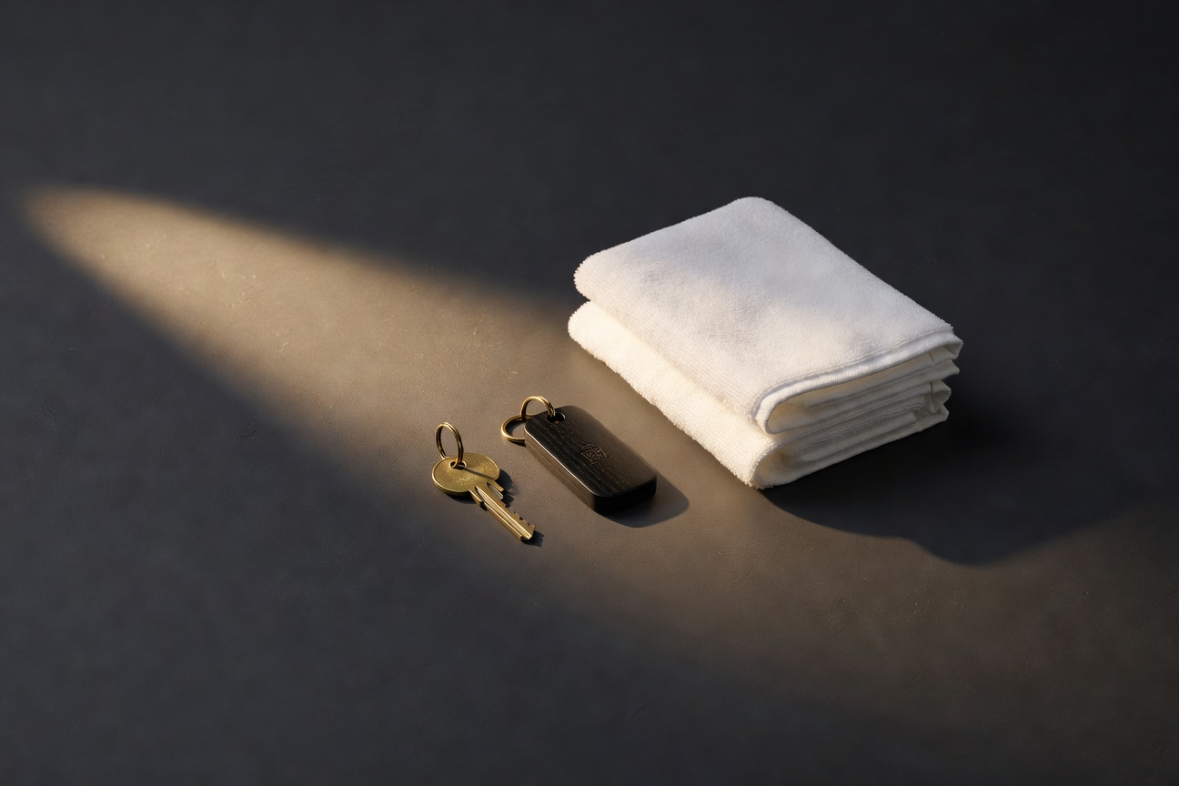 dark surface with warm focused light, sophisticated minimal composition, no text overlay